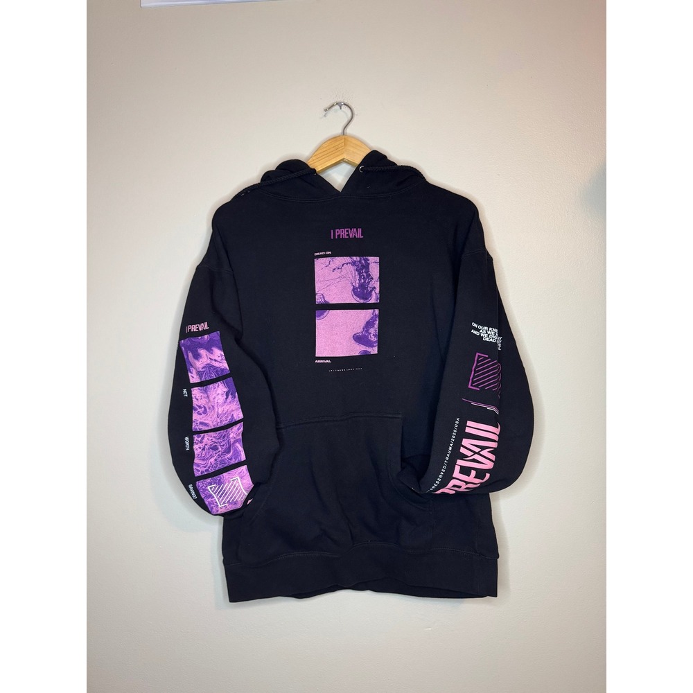 I Prevail Band Hoodie Mens Black Purple Graphic Print Sweatshirt Heavyweight